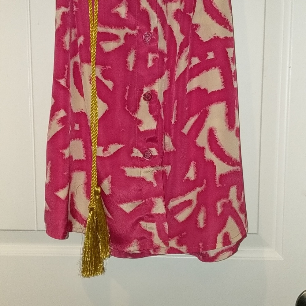 NWT MM Couture abstract pink/tan shirt dress,L - Picture 5 of 8